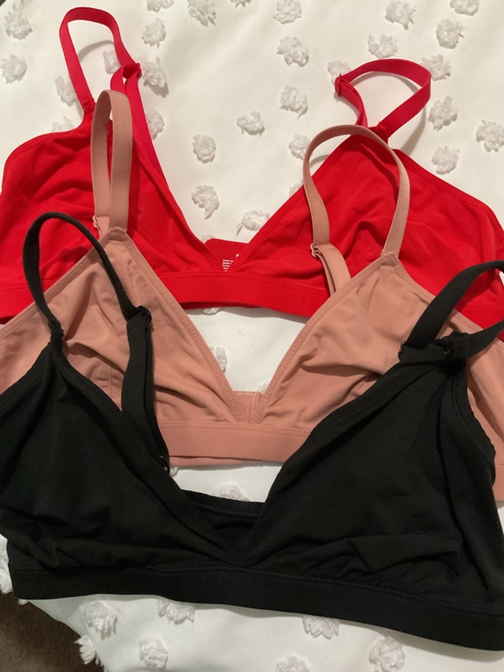 PINK Victoria's Secret and Parade  Triangle Bralette Set - Red, Blush, Black